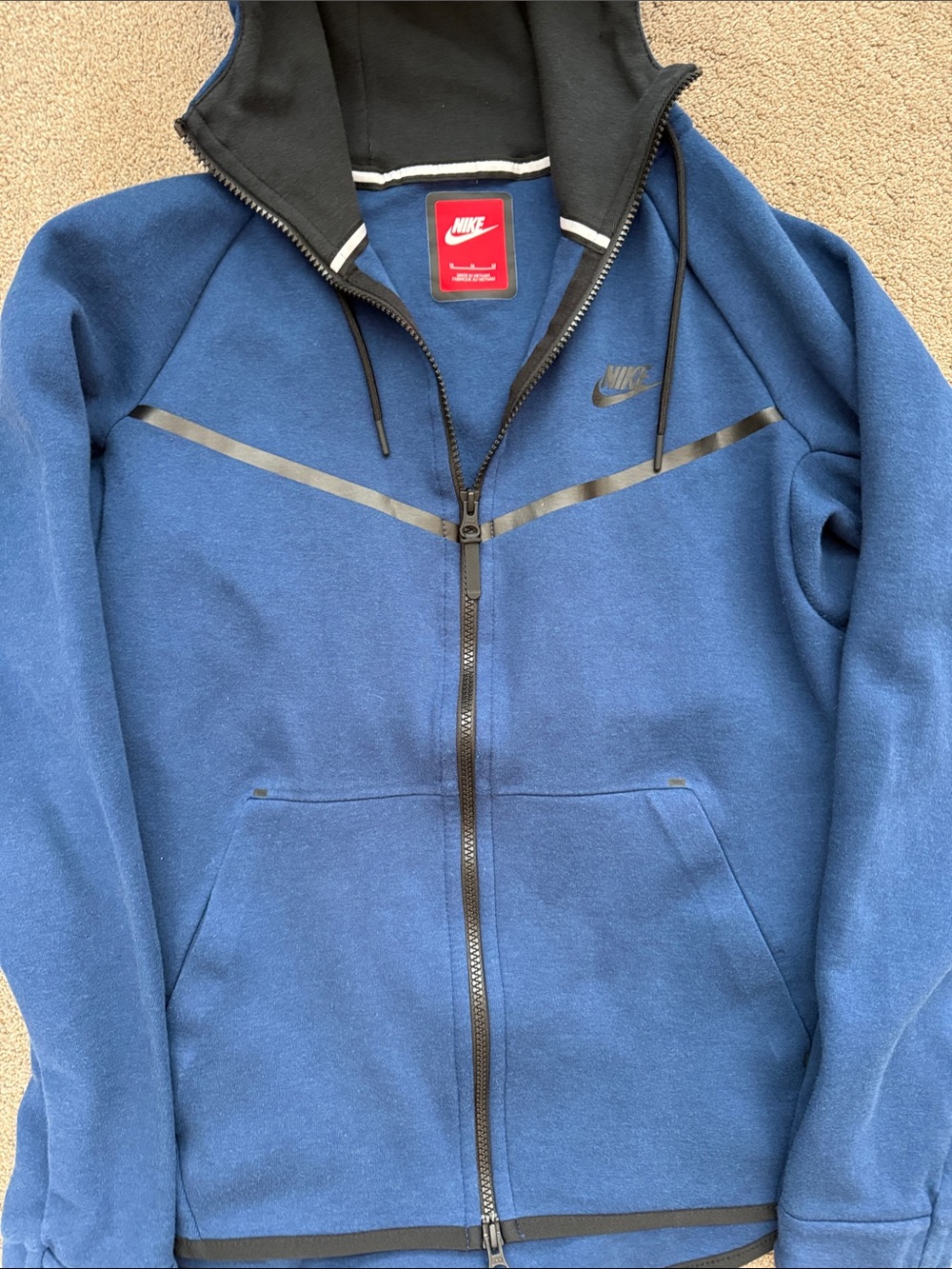 Nike Tech Fleece Navy Blue Hooded Jacket - Picture 3 of 4
